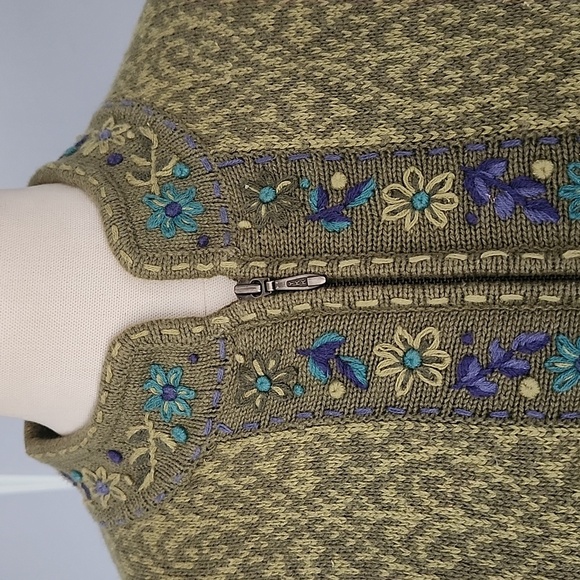 Nomadic Traders Embroidered Knit Cardigan Jacket Women’s Small Boho Folk Style - Picture 6 of 10